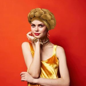 Gold pretied Head Scarf for Women Twisted Stretchy Turban Head Wra…